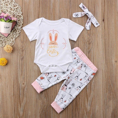 

Cartoon Newborn Baby Girl Outfit Clothes Romper Jumpsuit Bodysuit Headband Set