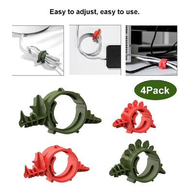 

Sothing 4Pack Dinosaur Cord Organizer Cable Management Adjustable for Home Office Travel