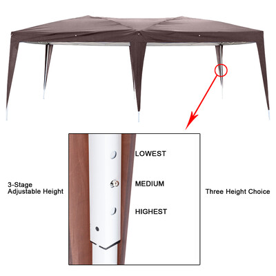 

3X6M Folding Canopy Garden Gazebo Wedding Party Tent Outdoor Patio Shelter Brown