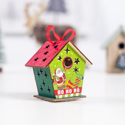

Siaonvr LED Light Wood House Cute Christmas Tree Hanging Ornaments Holiday Decoration