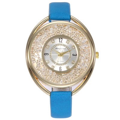 

Fashion Casual Rhinestone Ladies Wristwatch Clock Top Luxury Brand Watches Women Quartz Watches Leather Watch montre femme &Ff