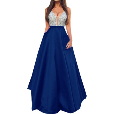 

〖Follure〗Women Sleeveless V Neck Wedding Dress Elegant Party Evening Slim Maxi Dresses