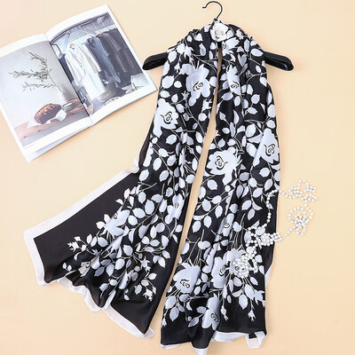 

Spring&summer new European&American fashion wild scarf leaves flower high-grade soft silk sunscreen scarf shawl