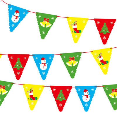 

〖Follure〗Christmas Paperboard Pennant Flags Banners Hanging Buntings Garland Banner