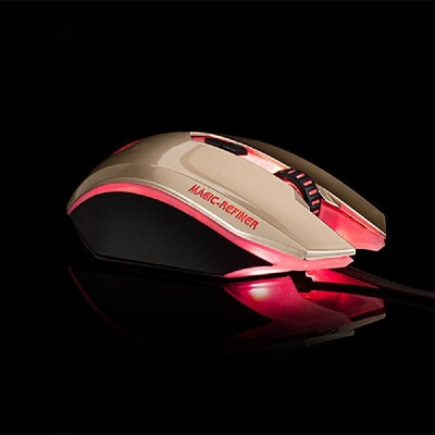 

MAGIC-REFINER MG5 USB Wired Gaming Mouse Game Mice LED Breathing Light 2000DPI Adjustable for PC LaptopGolden