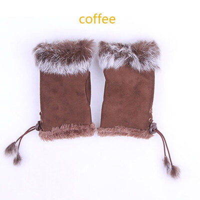 

Girls Women Winter Fashion Warm Faux Rabbit Fur Soft Fingerless Gloves Mitts