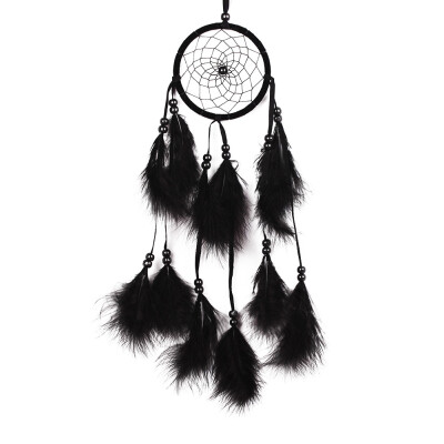 

Bead Dream Catcher Black Feather Crafts Handmade Home Hanging Gifts