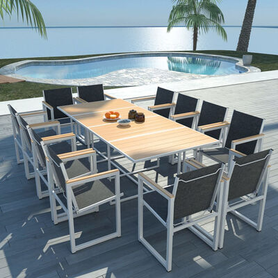 

13 Piece Outdoor Dining Set with WPC Tabletop Aluminium