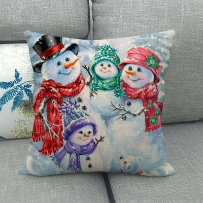 

1pcs Christmas Sofa Pillow Case 3d Snowman Cushion Cover Flax White Lovely