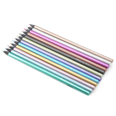 

Greensen 12 Colors Metallic Pencils Non-toxic Black Wood Colored Pencils Set for Coloring Books