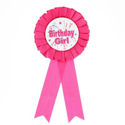 

Happy Birthday BoysGirls Badge Blue Pink Deluxe Ribbon Party Safety Pin