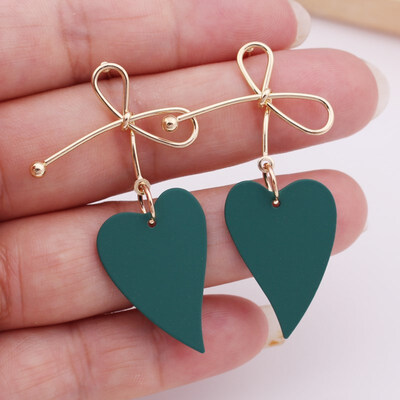 

EK537 New Fashion Metal Painted Waterdrop Heart Pendant Earrings for Women Handmade Sweet Wedding Jewelry Christmas Gift