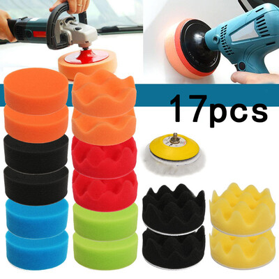 

17Pcs 80mm Sponge Polishing Buff Pad Kit For Car Polisher 3 Inch Polishing Pads