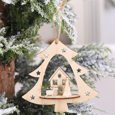 

〖Follure〗DIY Wooden Tree Pendant Creative Hollow Christmas Tree Hanging Ornaments
