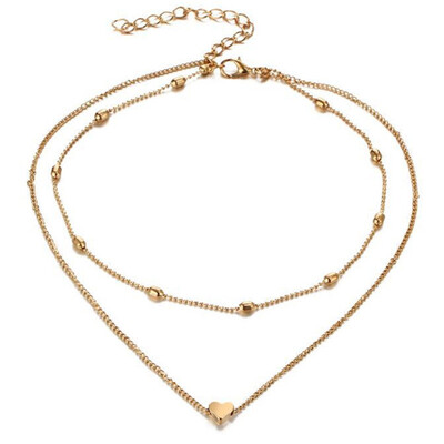 

Elegant&Fashionable Women\s Peach Heart Multi Layer Necklace