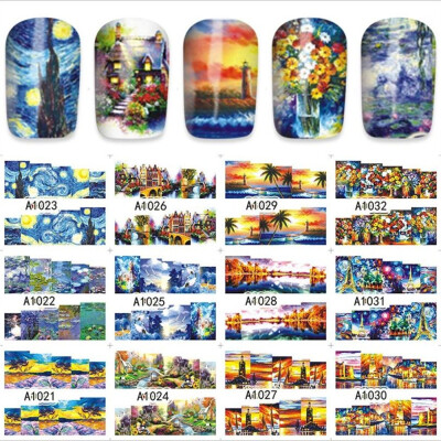 

〖Follure〗12Patterns Water Decals Nail Art Transfer Stickers Big Sheet Manicure Decoration