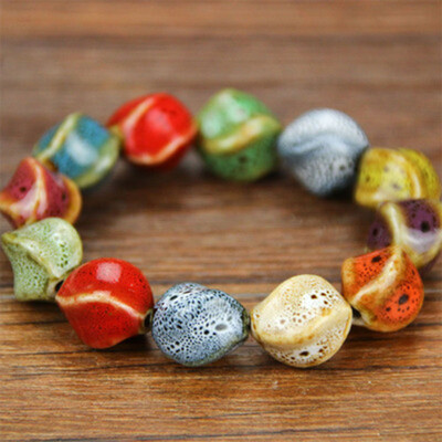 

Heart Shaped Vintage Beads Lady Bracelet Bohemia Ceramic Stone Charm Women Bangles Fashion Yoga Gift