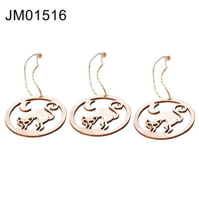 

3PcsSet Wooden Hollow Witch Pumpkin Pendant with Hemp Rope Halloween Decor