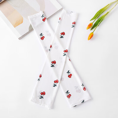 

New digital printing sunscreen grid ice silk sleeves female cartoon outdoor riding travel ice sleeve women factory wholesale