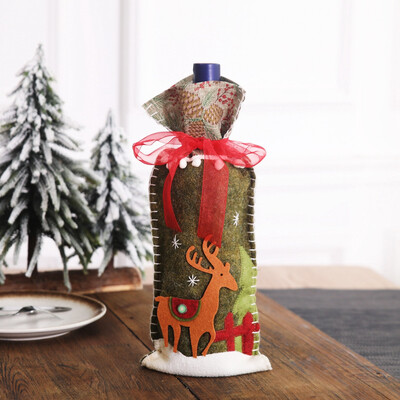 

Siaonvr Champagne Bottle Bag Christmas Stereo Old Man Linen Bottle Set Party Decoration