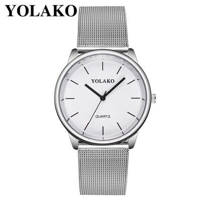 

RM YOLAKO Ladies Stainless Steel Mesh Belt Watch With Simple Mirror Quartz Watch