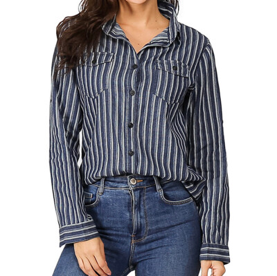 

Starmoon Women Casual Shirt Long Sleeve Button Cardigan Striped Top Shirt