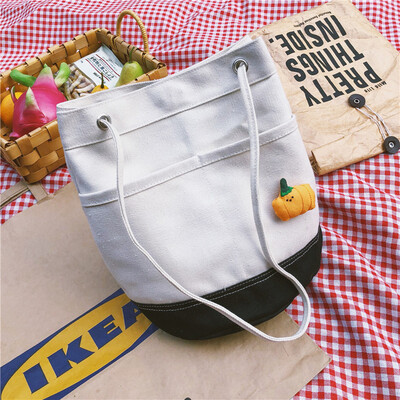 

Summer color large-capacity canvas bag female 2019 new wave Korean version of the wild single shoulder slung fashion bucket bag