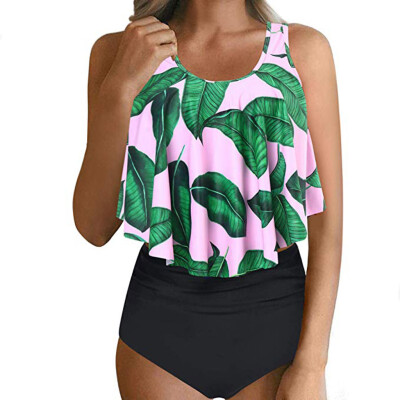 

Roseonmyhand Women Two Pieces Bathing Suits Top Ruffled With High Waisted Bottom Bikini Set