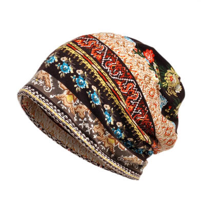 

Women Vintage Flower Print Sun Block Muslim Cap Stretch Turban Hat Head Scarf