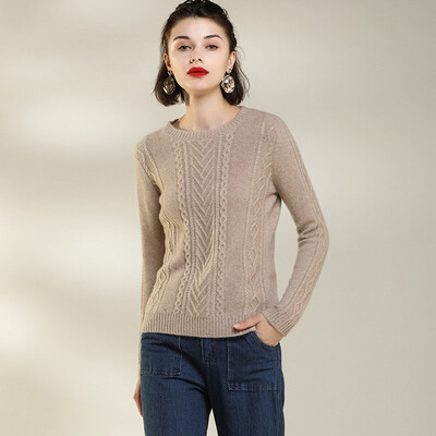 

QIANMUCHUN Womens round neck Cashmere sweater Fashion Comfort woolen sweater cardigan 5797