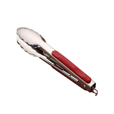 

Portable Stainless Steel Silicone Kitchen Tongs BBQ Clip Salad Bread Food Clamp