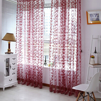 

1x2m Willow Pattern Sheer Curtain Printed Willow Branch Valance Curtain