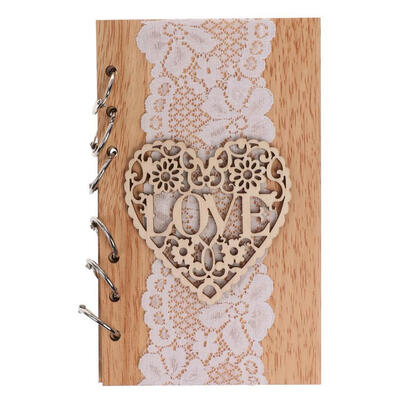 

Wedding Guest Books Wooden Retro Hollow Lace Notebook Name Sign Board Gifts