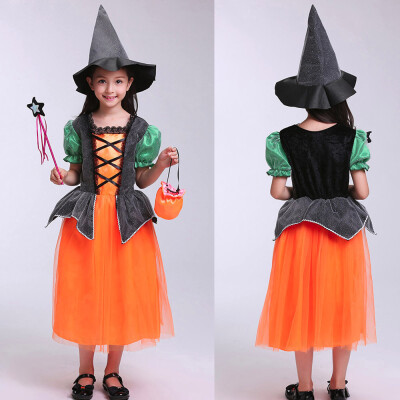 

Toddler Kids Baby Girls Halloween Clothes Dress Party DressesHatBag Outfits