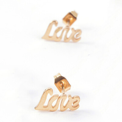 

Unique Design Silver Gold&black Color Letter Love Earrings Women Metal Statement Earrings Name Fashion Jewelry Gift