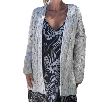 

2019 Autumn Winter Women Fashion Casual Solid color Loose Knit cardigan Sweater coat