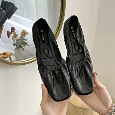 

Net red grandma shoes women flat 2019 new Joker one pedal bean shoes fairy night shoes soft sole shoes tide
