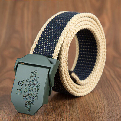 

New canvas Men belt trend weaving Alloy Automatic buckle Men&Women belt outdoor casual sport high quality cowboy belt