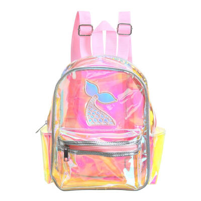 

Waterproof Printing Travel Backpacks Clear Women PVC Big School Knapsack