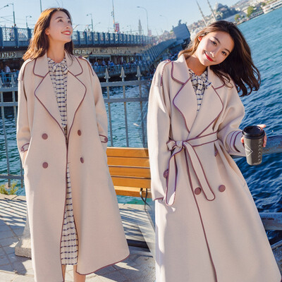 

Women in trench coats fall 2018 new mid-length over-the-knee Korean belted woolen parka