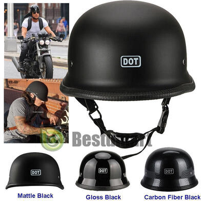 

DOT Motorcycle Matte Black German Half Face Helmet Chopper Cruiser Biker MLXL