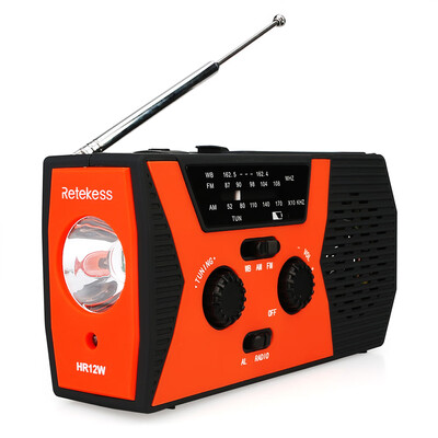 

Retekess HR12W FM AM WB Digital Radio Outdoor Multi-band Radio Solar Hand-crank Emergency Power Bank SOS Alarm with LED Flashlight