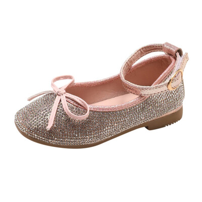 

Children Kid Girls Crystal Princess Bowknot Student Casual Formal Shoes