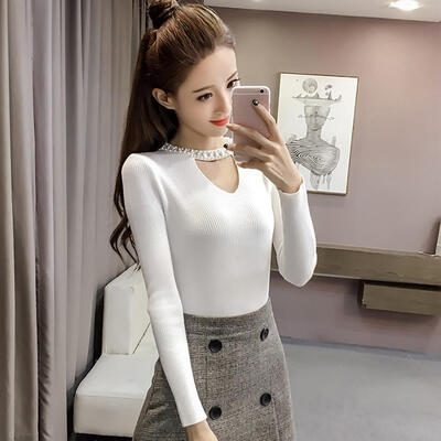 

Women Hanging V Neck Hollow Out Knitted Sweater Black Female Long Sleeve Elegant Solid Color Jumper Pullover Clothes