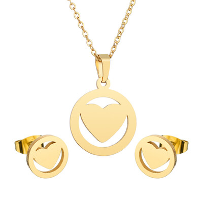 

Luxury Gold Color Women Infinite Owl Love Heart Fatima Hand Necklace Earrings Stainless Steel Bridal Wedding Jewelry Sets