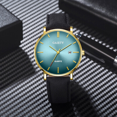 

〖Follure〗Fashion Simple Simple Casual Calendar Business Leather With Strap Mens Watch
