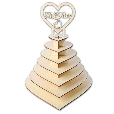 

New 7 Tier Heart Shape Mr & Mrs Wooden Chocolates Cupcake Holder Pyramid Tower DIY Wedding Party Display Stand Wedding Decoration