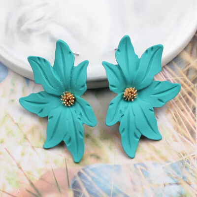 

2019 New Korean Style Spray Paint Big Flower Stud Earrings For Women Fashion Summer Elegant Sweet Jewelry Accessories Brincos