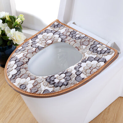 

Siaonvr Bathroom Warmer Toilet Seat Bowl Soft Zipper Flower Washable Lid Top Cover Pad