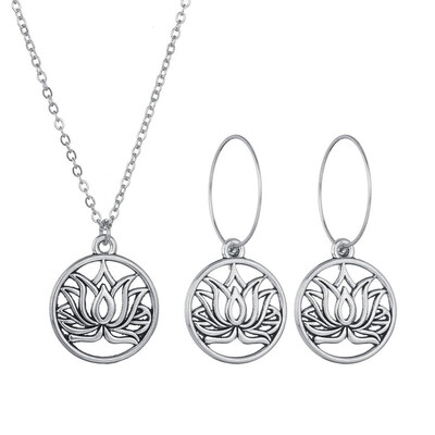 

Vintage Earrings Necklace Set Lady Personality Charm Fashion Jewelry Set Silver Moon Star Owl Necklace Punk Mens Jewelry